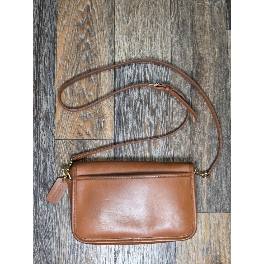 Vintage Coach British Tan Leather Crossbody Bag Turnlock Hungary M7U-9755 - Picture 6 of 11